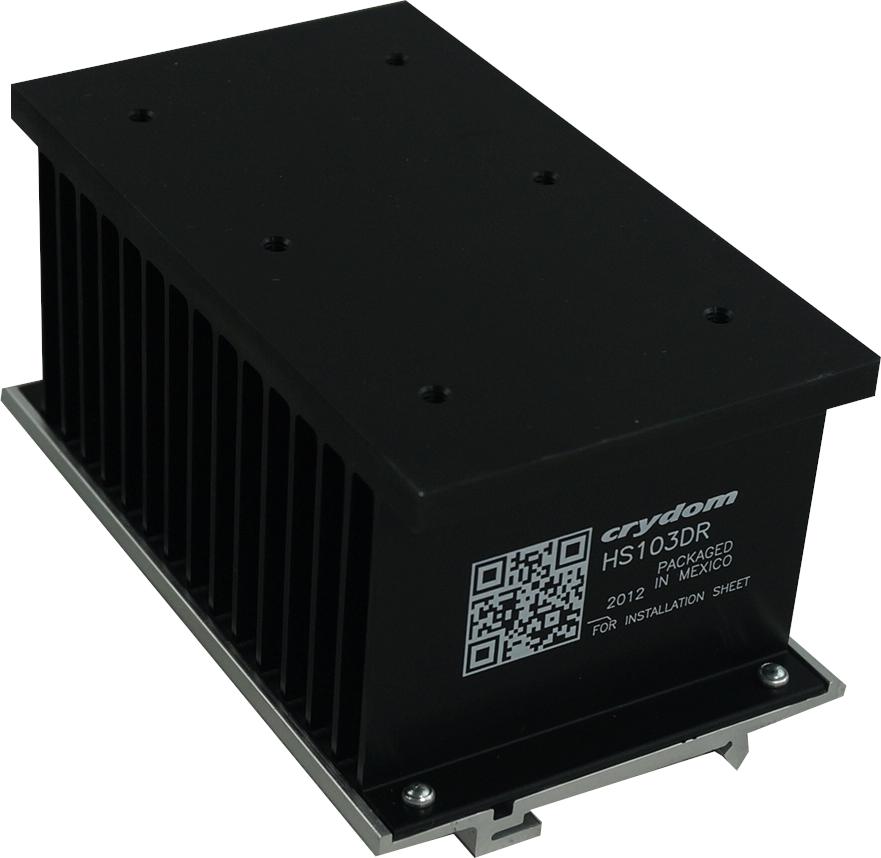 HS103DR, Din Rail Mount Heat sink, for 3 x single or 1 x 3 phase Solid State Relay, 55Amp @ 40 Deg, 1°C/W HS103DR, Din Rail Mount Heat sink, for 3 x single or 1 x 3 phase Solid State Relay, 55Amp @ 40 Deg, 1°C/W